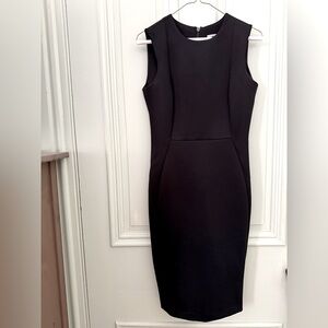 Calvin Klein Sleeveless Black Dress - Midi Knee Length Scuba - Size 4